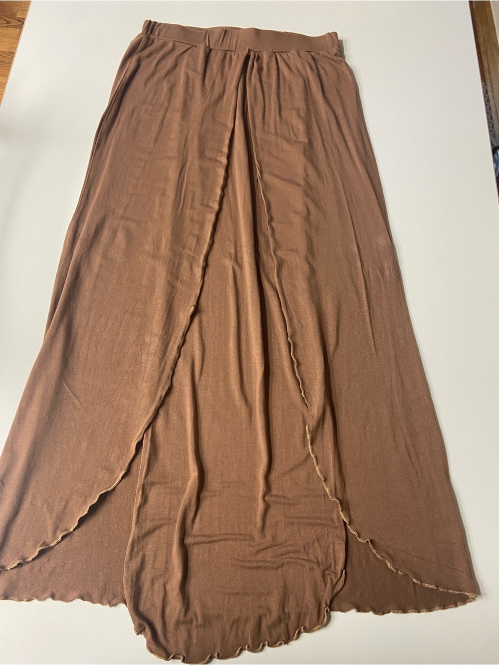Earthbound Brown Overlap Long Split Maxi Skirt Layered like new women's size M